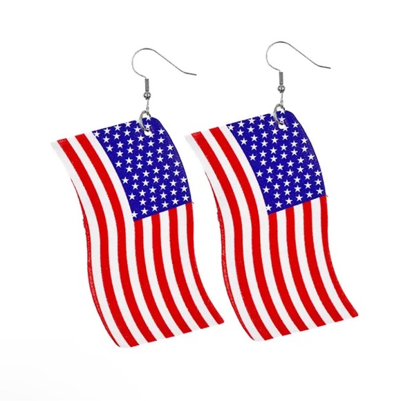 Jewelry - American Flag Earrings Faux Leather